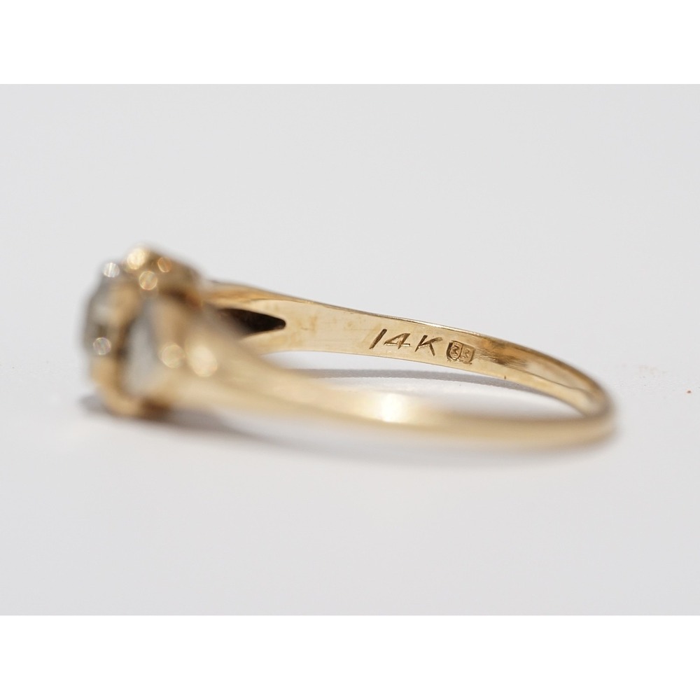 Antique 14k Solid Yellow Gold Engraved Natural Diamond Ring - Size 7.25 1.78g - Picture 11 of 11